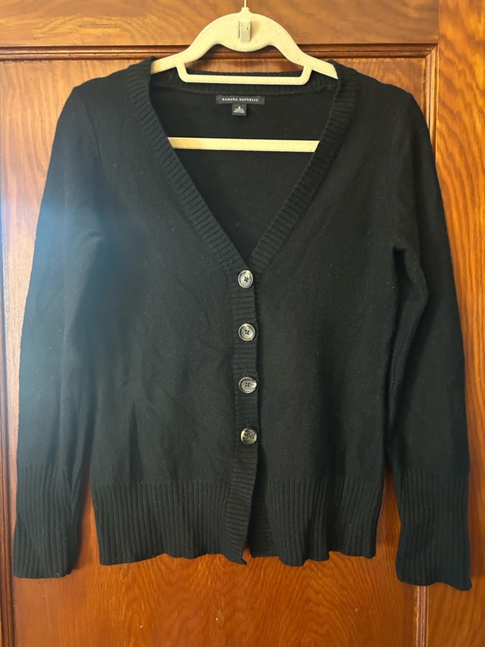 Vintage Y2K Banana Republic Black Wool Angora Long Sleeve Cardigan Sweater Small